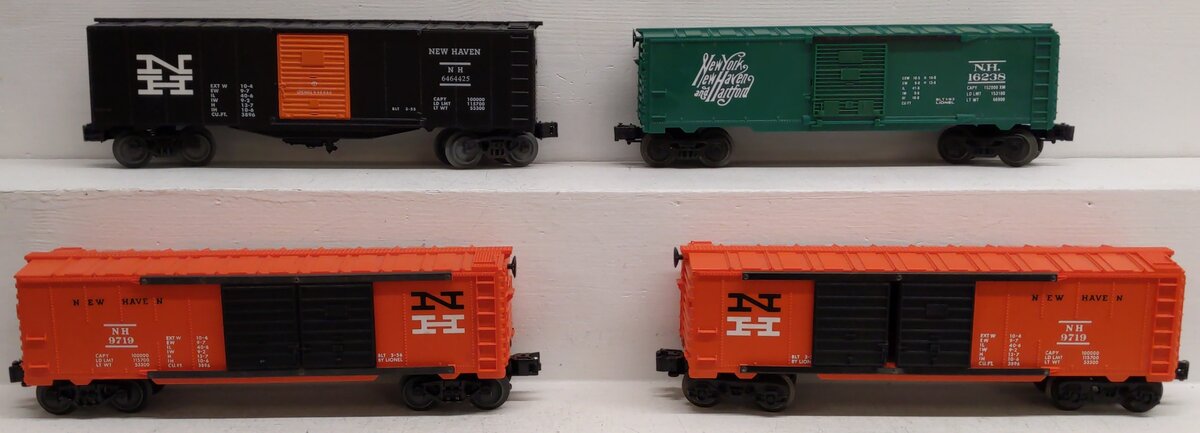 Lionel and Williams O New Haven Assorted Boxcars: #16238, #9719, #6464425 [4] VG/Box