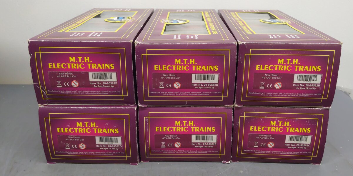 MTH 20-90582 O New Haven 40' AAR Box Car Set (Set of 6) LN/Box