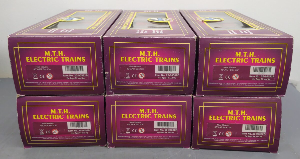 MTH 20-90582 O New Haven 40' AAR Box Car Set (Set of 6) LN/Box