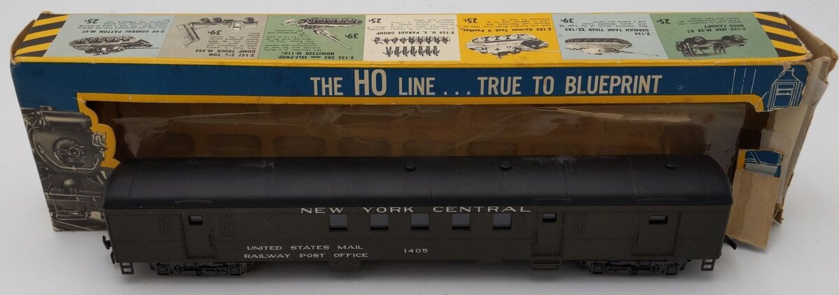 AHM 6452 HO New York Central 1930 72" Railway Post Office Car #1405 VG/Box