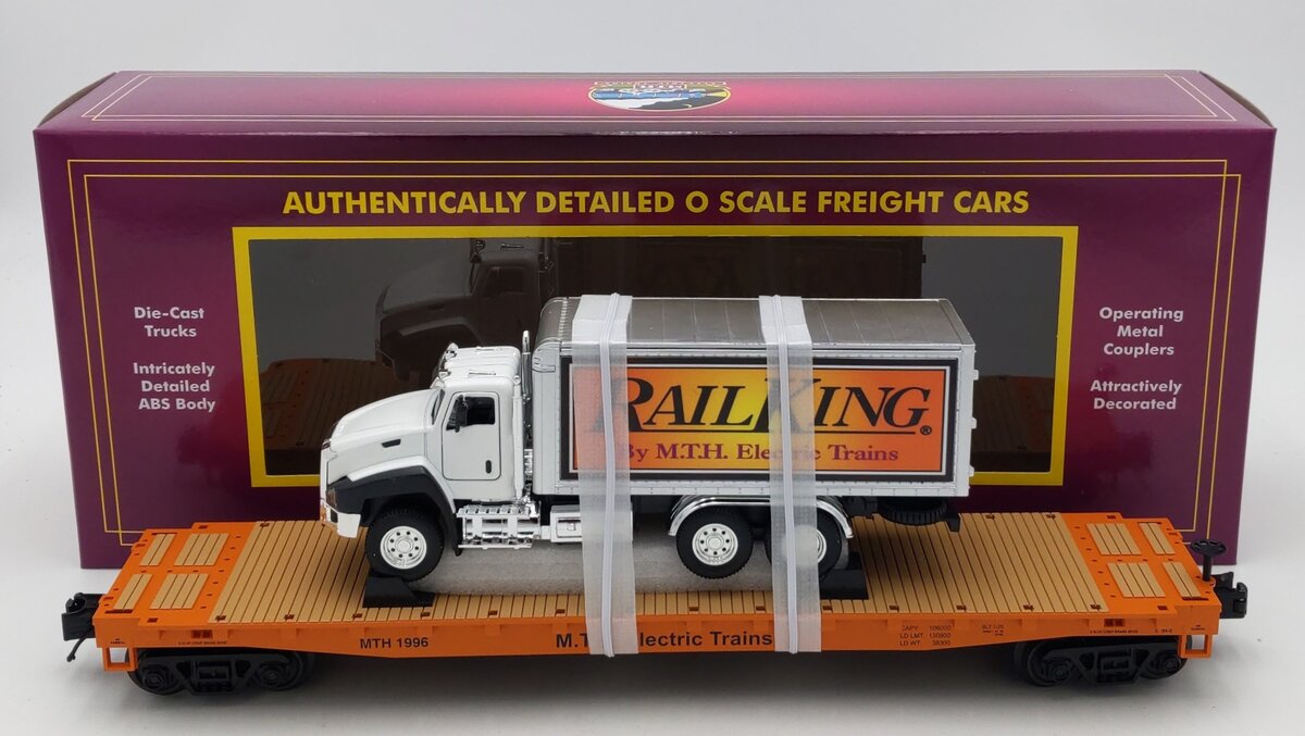 MTH 20-95863 O Gauge Electric Trains Flat Car w/Box Truck #1996 LN/Box
