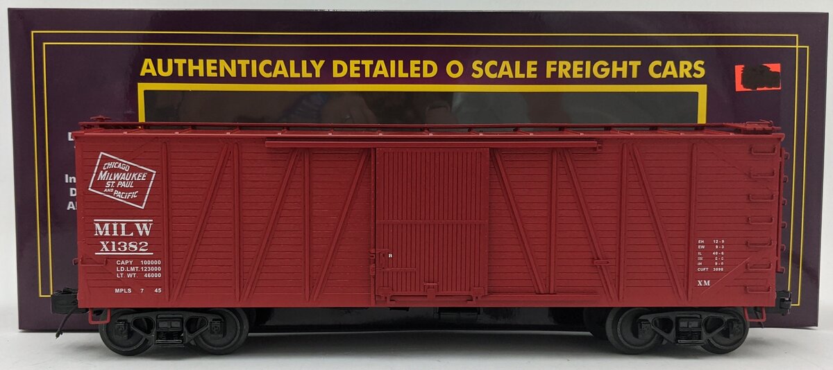 MTH 20-99454 O Gauge Milwaulkee Road USRA Single Sheathed Boxcar #X1382 LN/Box