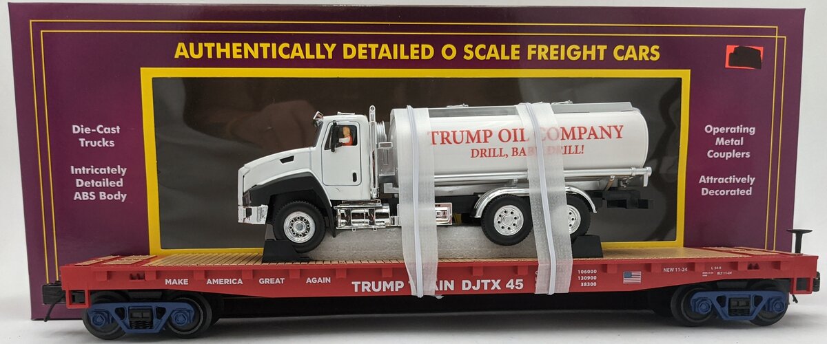 MTH 20-95804 O Donald J. Trump Premier Flat Car with Tanker Truck NIB