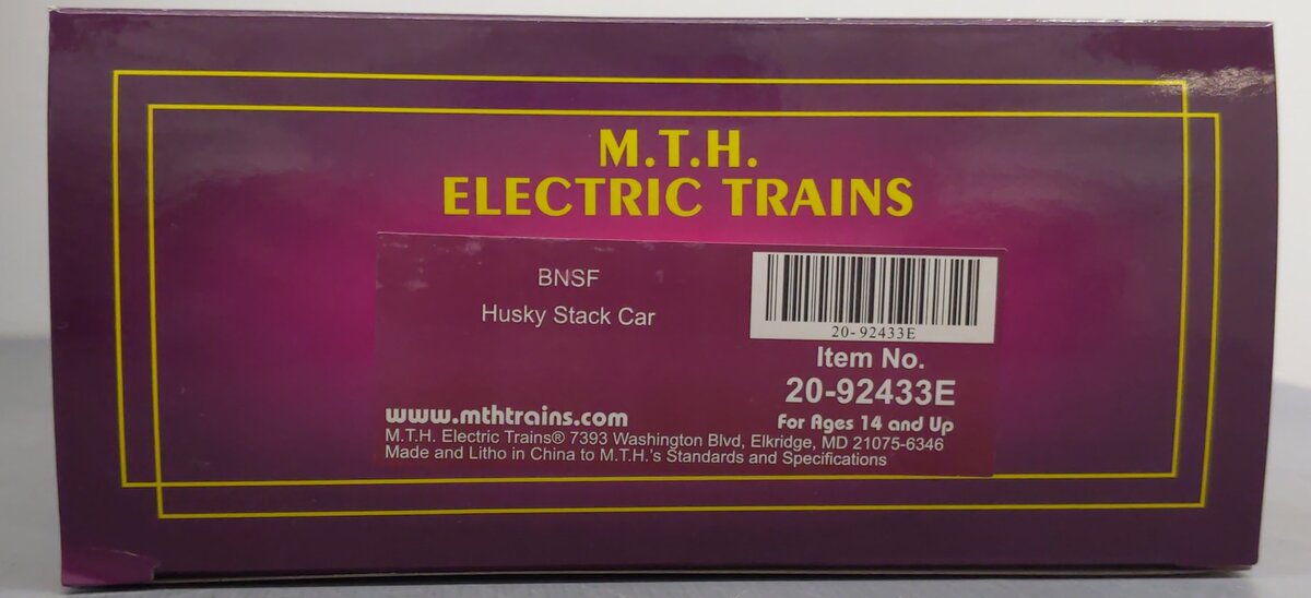 MTH 20-92433E O Gauge BNSF Husky Stack Car #208129 NIB