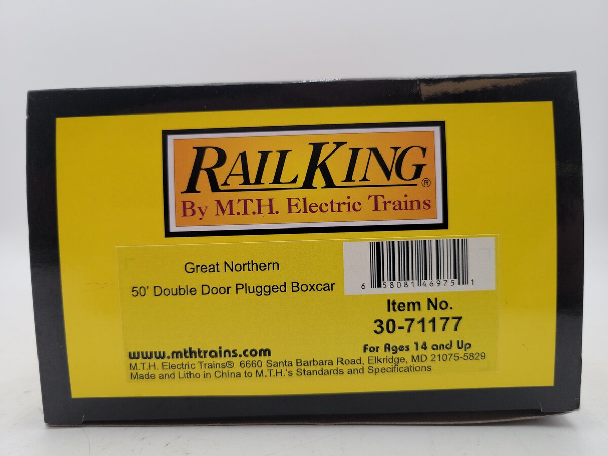 MTH 30-71177 O Great Northern RailKing 50' Double Door Plugged Boxcar #27429 LN/Box