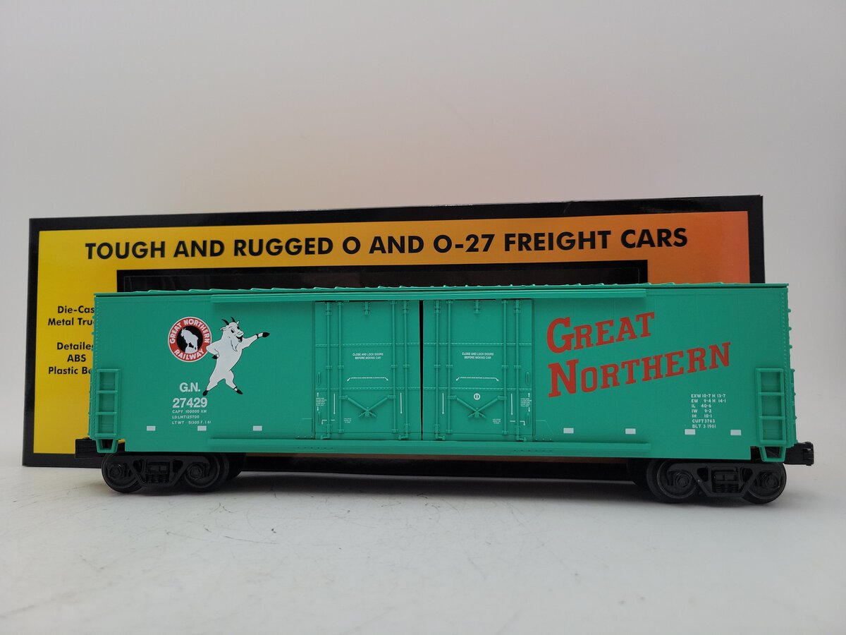 MTH 30-71177 O Great Northern RailKing 50' Double Door Plugged Boxcar #27429 LN/Box