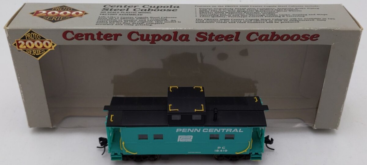 Proto 2000 8555 HO Penn Central Center Cupola Steel Caboose #18419 EX/Box