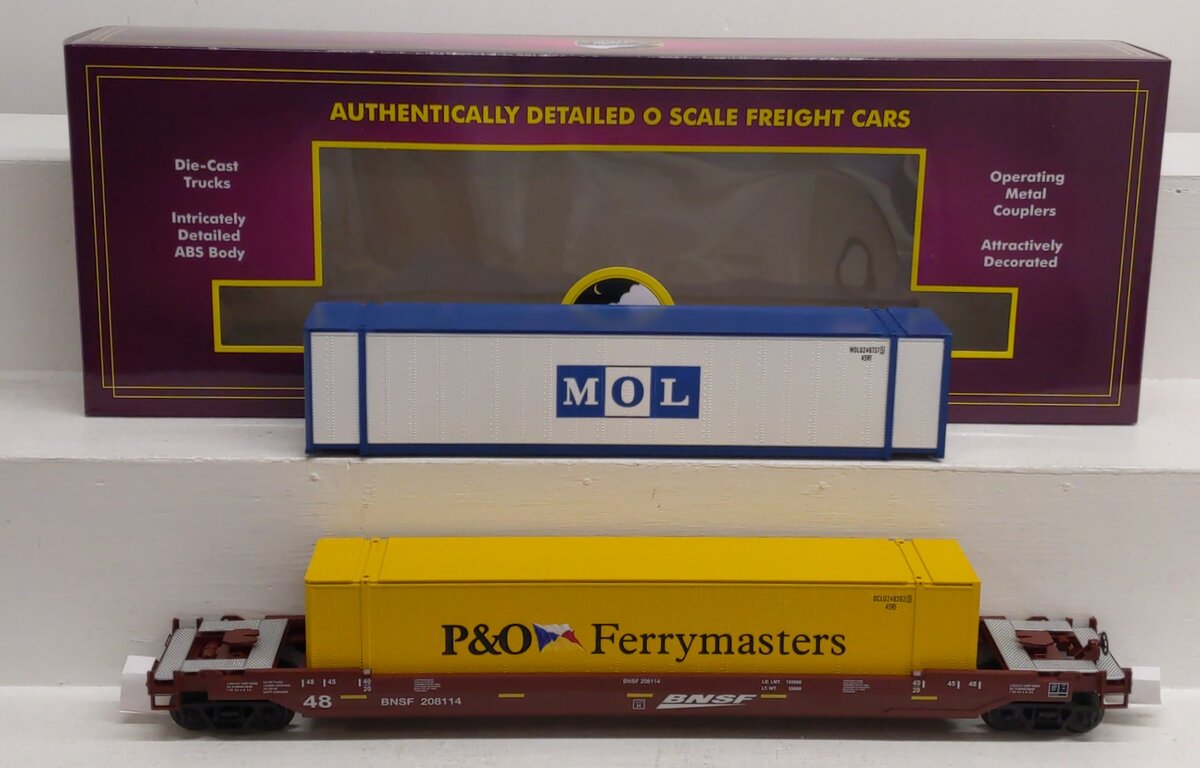 MTH 20-92433B O Gauge BNSF Husky Stack Car #208114 NIB