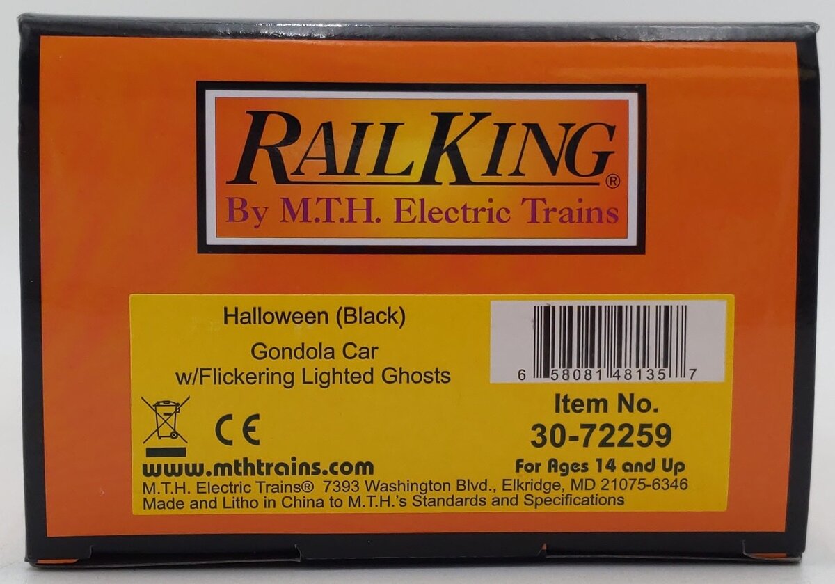 MTH 30-72259 O Gauge Halloween Gondola Car w/Flickering Lighted Ghosts #103125 LN/Box
