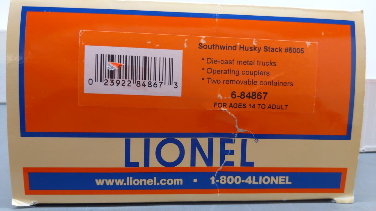 Lionel 6-84867 O Gauge Southwind Husky Stack Car LN/Box