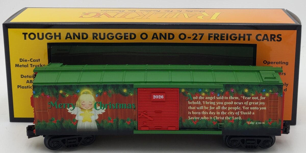 MTH 30-71306 O Traditional Christmas Box Car #2026 LN/Box