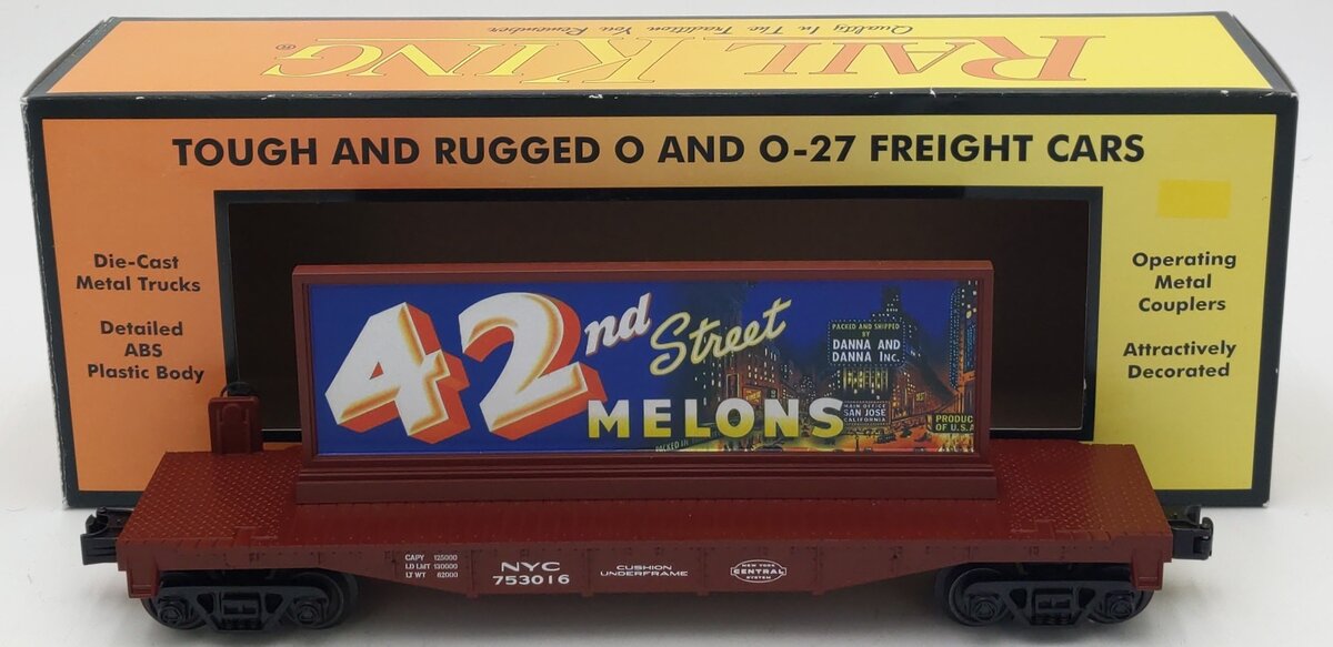 MTH 30-76859 O New York Central 42nd St. Melons Flatcar with Billboard #753016 LN/Box