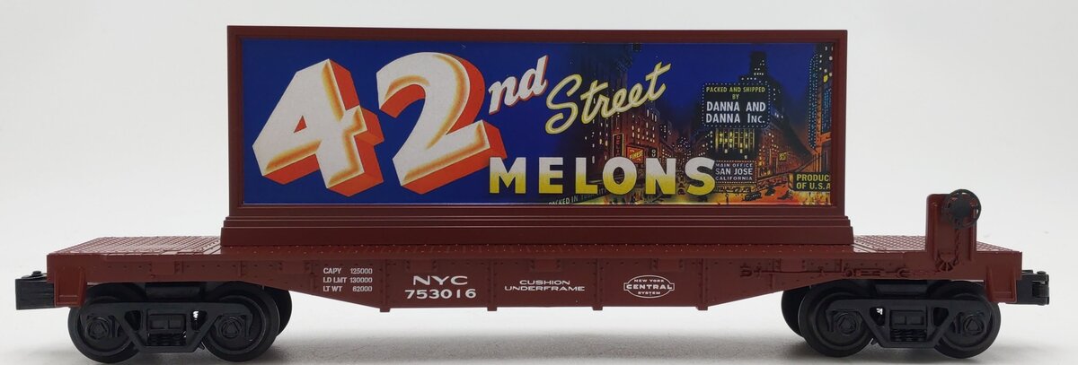 MTH 30-76859 O New York Central 42nd St. Melons Flatcar with Billboard #753016 LN/Box