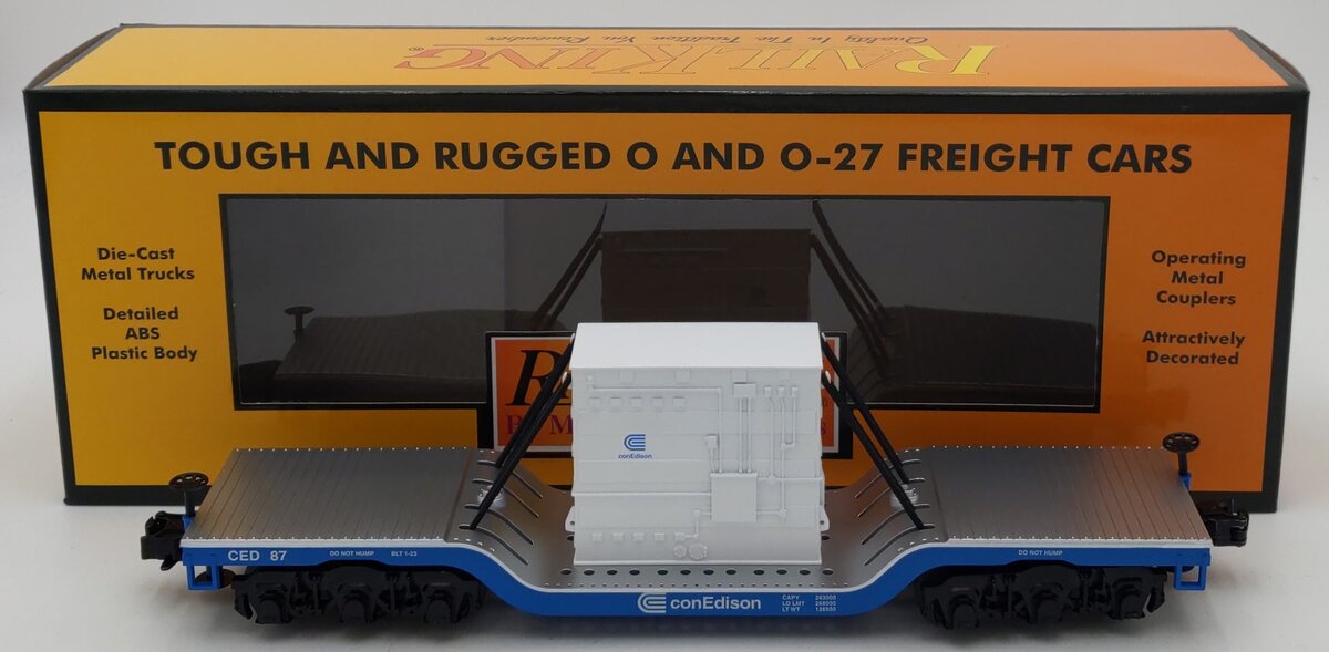 MTH 30-76936 O Con Edison Dep. Center Flatcar w/Transformer Load #87 LN/Box