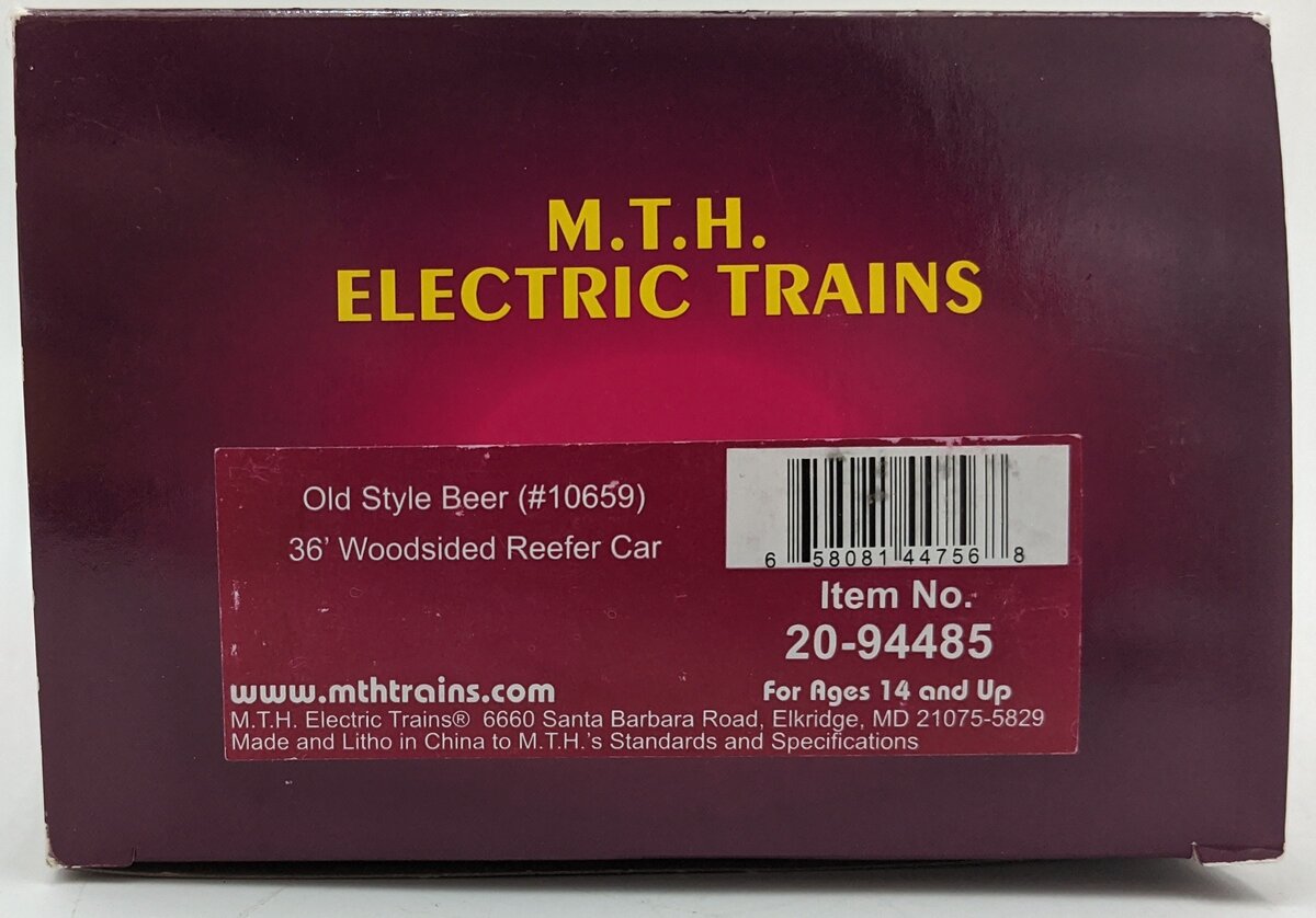 MTH 20-94485 O Old Style Beer 36' Woodside Reefer #10659 LN/Box