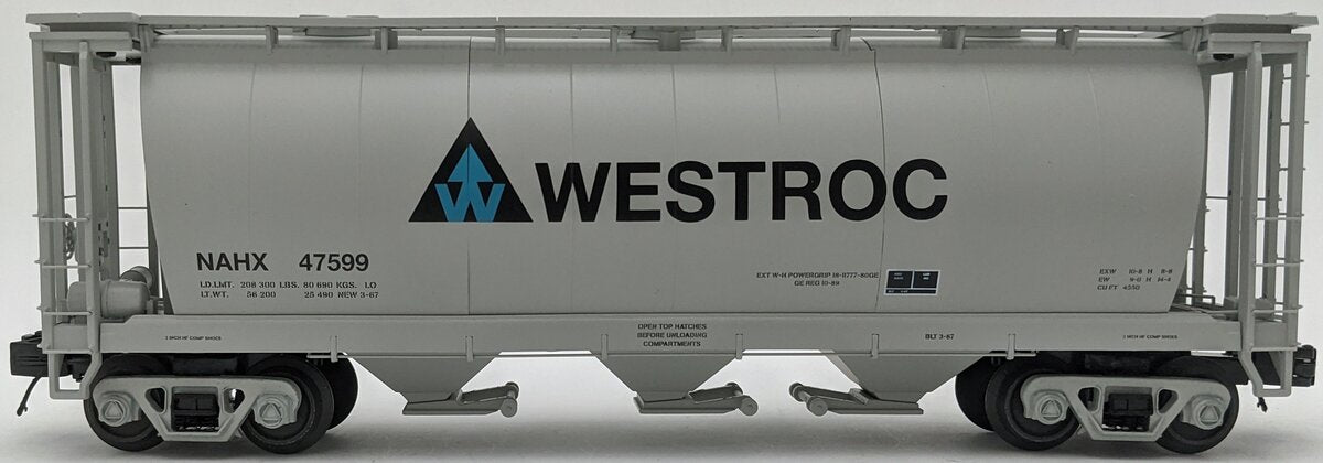 MTH 20-96872 O Gauge Westroc 3-Bay Cylindrical Hopper #47599 LN/Box