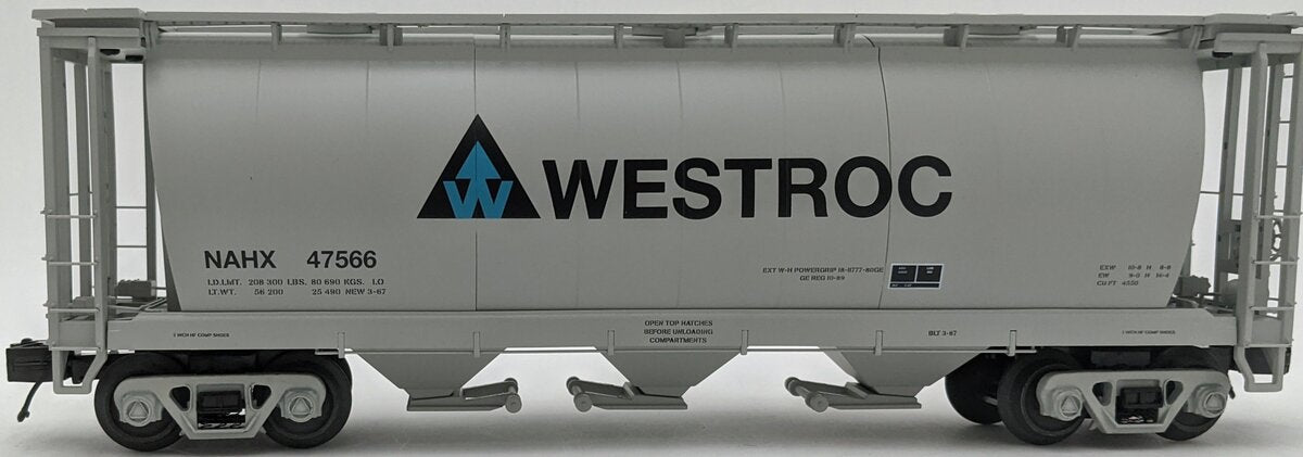 MTH 20-96872 O Gauge Westroc 3-Bay Cylindrical Hopper #47566 LN/Box