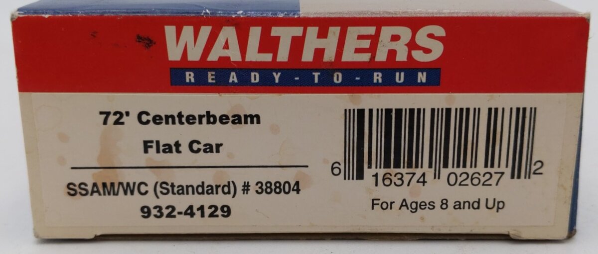 Walthers 932-4129 HO SSAM/WC 72' Centerbeam Flat Car #38804 EX/Box