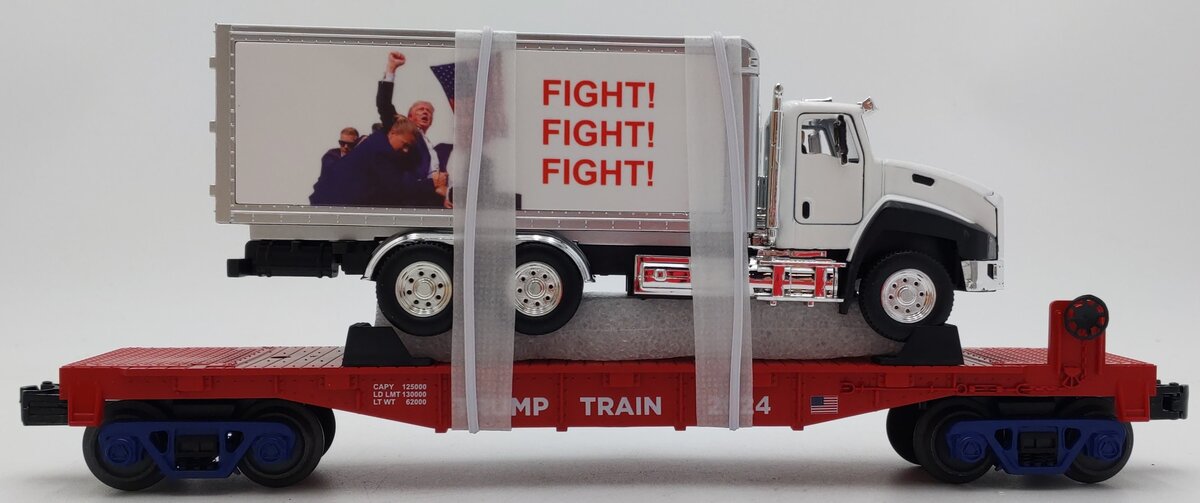 MTH 30-76955 O Donald J. Trump RailKing Flat Car w/Box Truck w/ Sounds & Lights LN/Box