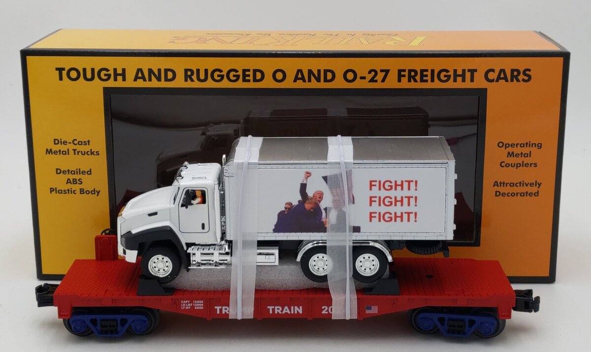MTH 30-76955 O Donald J. Trump RailKing Flat Car w/Box Truck w/ Sounds & Lights LN/Box