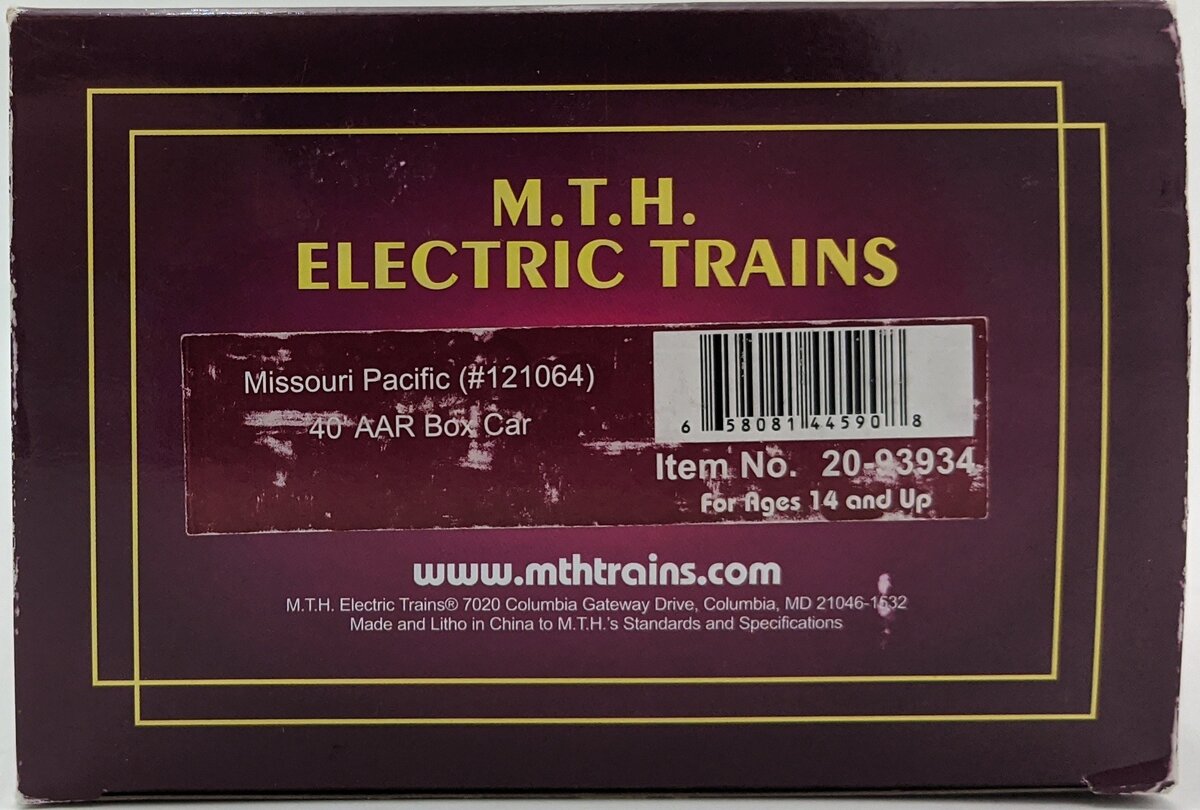 MTH 20-93934 O Gauge Missouri Pacific 40'' AAR Boxcar #121064 LN/Box