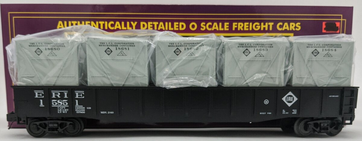 MTH 20-95676 O Gauge Erie Gondola Car with LCL Containers #15851 LN/Box