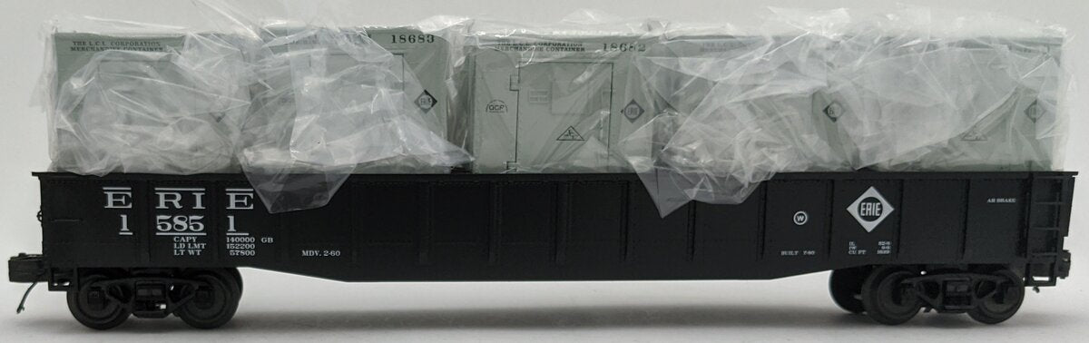 MTH 20-95676 O Gauge Erie Gondola Car with LCL Containers #15851 LN/Box