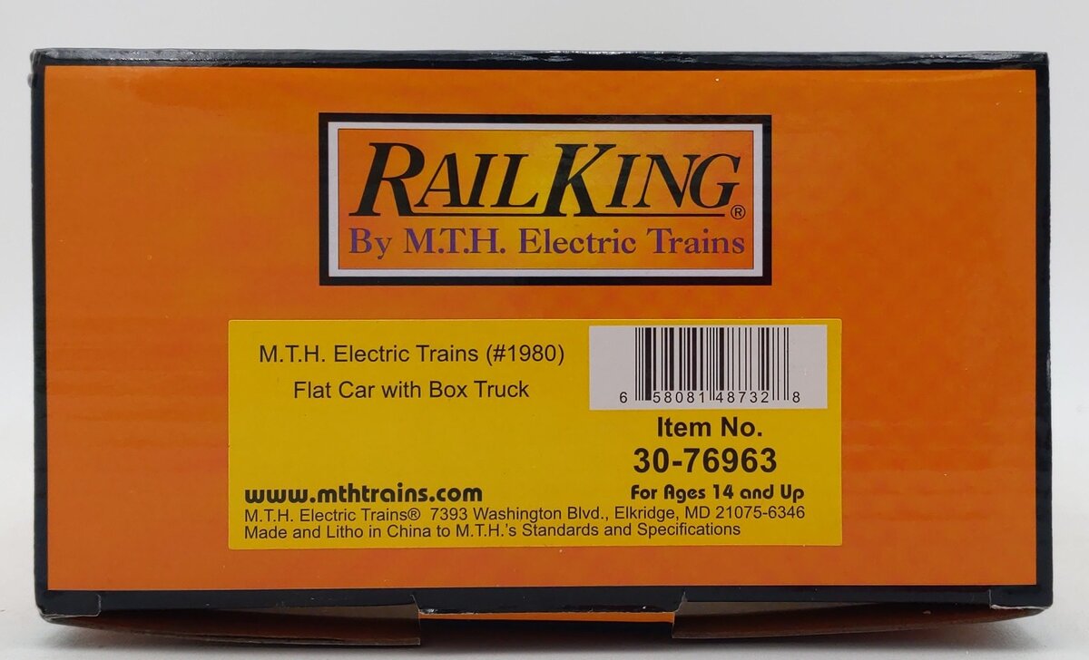 MTH 30-76963 O Gauge MTH Electric Trains Flat Car w/Box Car #1980 LN/Box