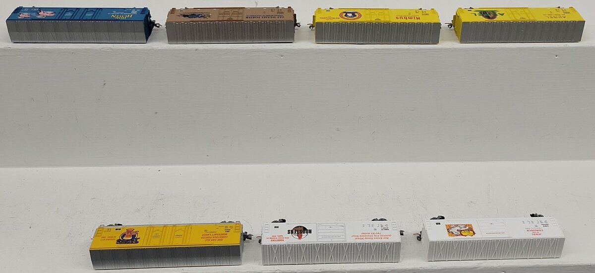 Aztec N Scale Assorted Freight Cars; 80303, 93446, 89440, 84401, 89440, [7] EX