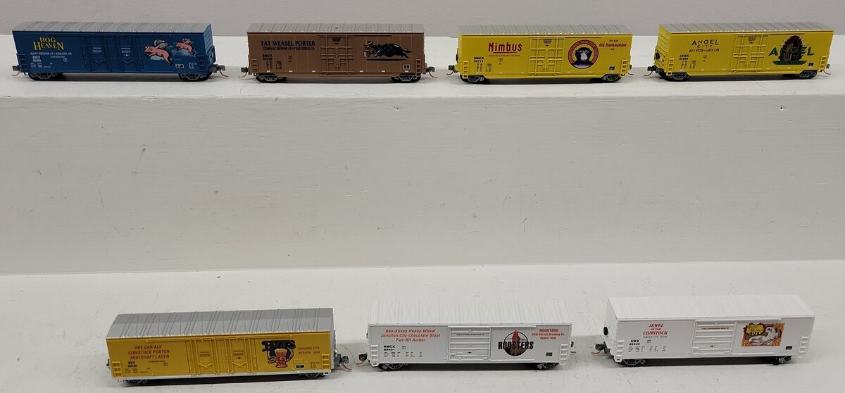 Aztec N Scale Assorted Freight Cars; 80303, 93446, 89440, 84401, 89440, [7] EX