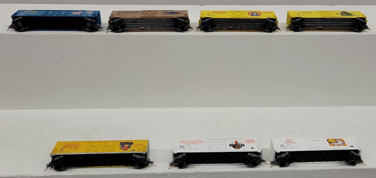 Aztec N Scale Assorted Freight Cars; 80303, 93446, 89440, 84401, 89440, [7] EX