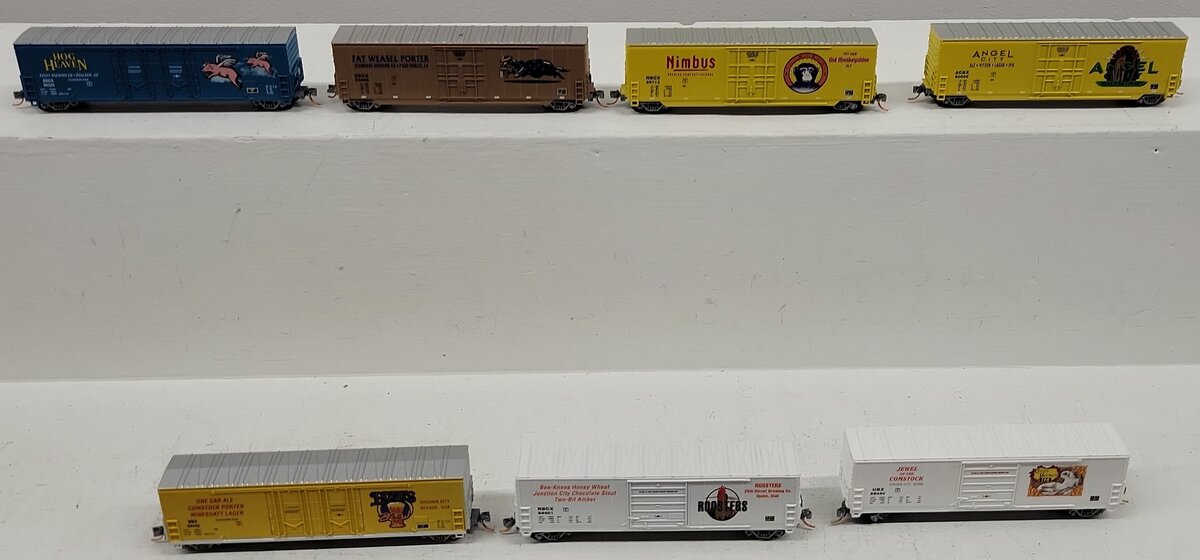 Aztec N Scale Assorted Freight Cars; 80303, 93446, 89440, 84401, 89440, [7] EX