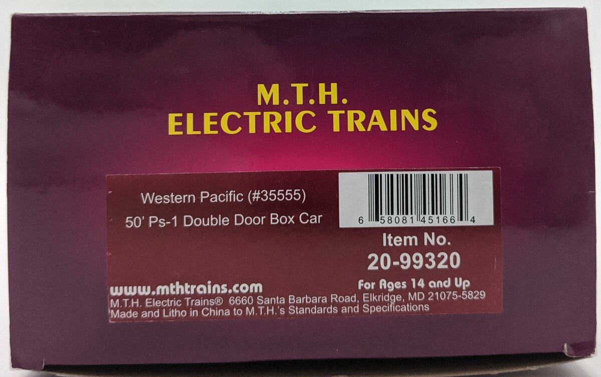 MTH 20-99320 O Western Pacific Feather River Route Box Car #35555 LN/Box