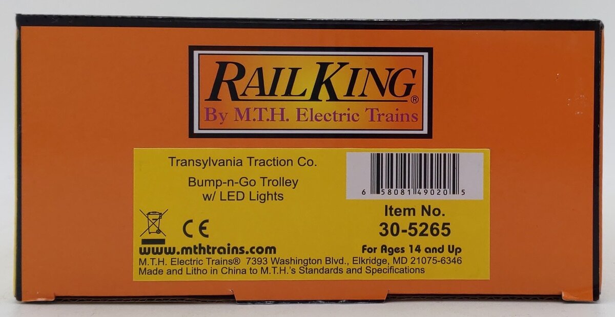 MTH 30-5265 O Transylvania Traction Company Bump-n-Go Trolley w/LED Lights LN/Box
