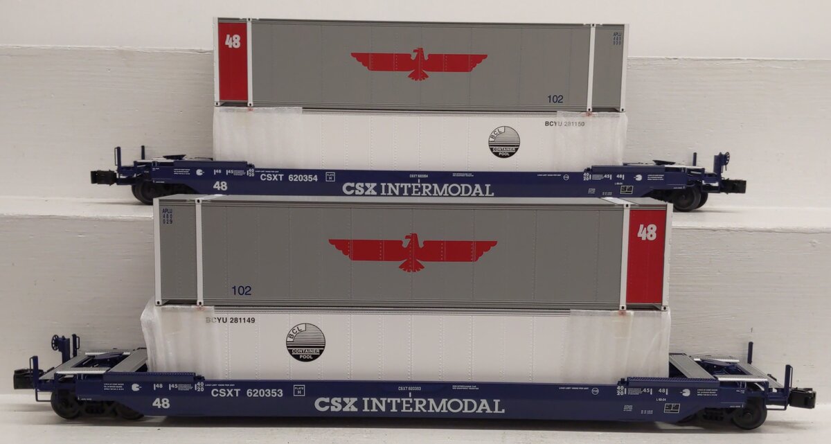 Lionel 6-21875 O Gauge CSX Husky Stack Cars w/Containers LN/Box