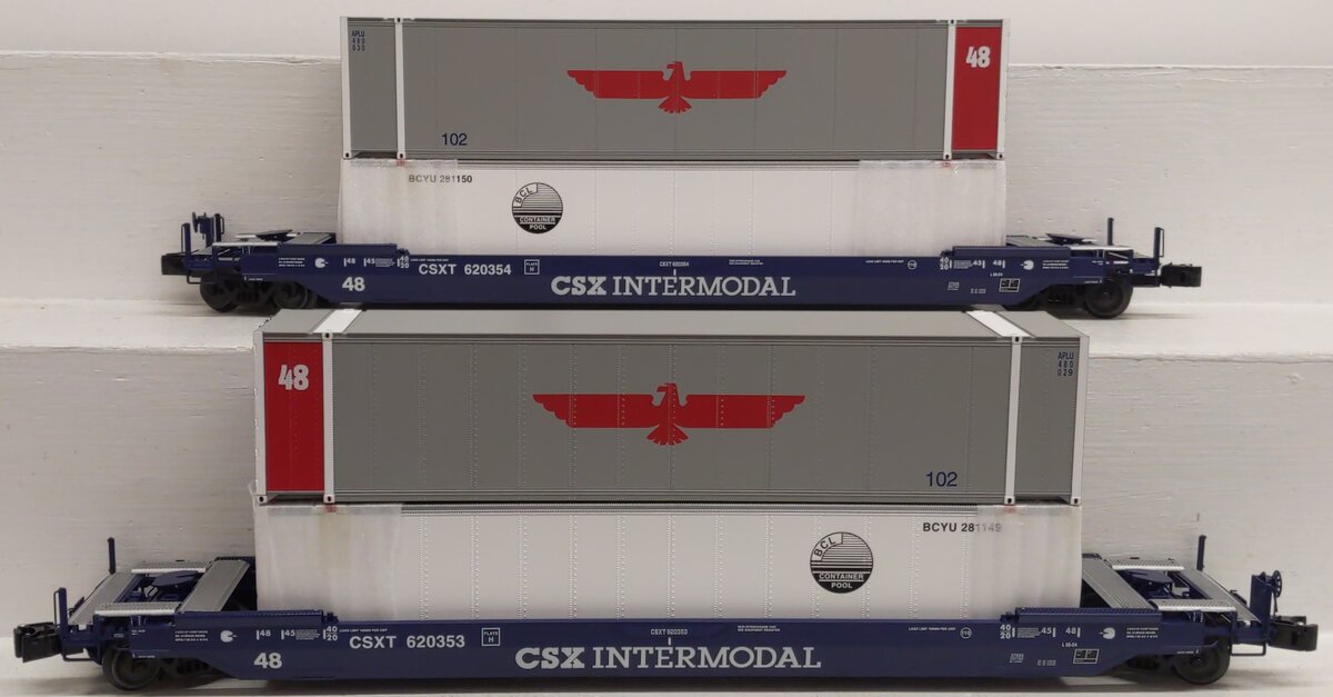 Lionel 6-21875 O Gauge CSX Husky Stack Cars w/Containers LN/Box