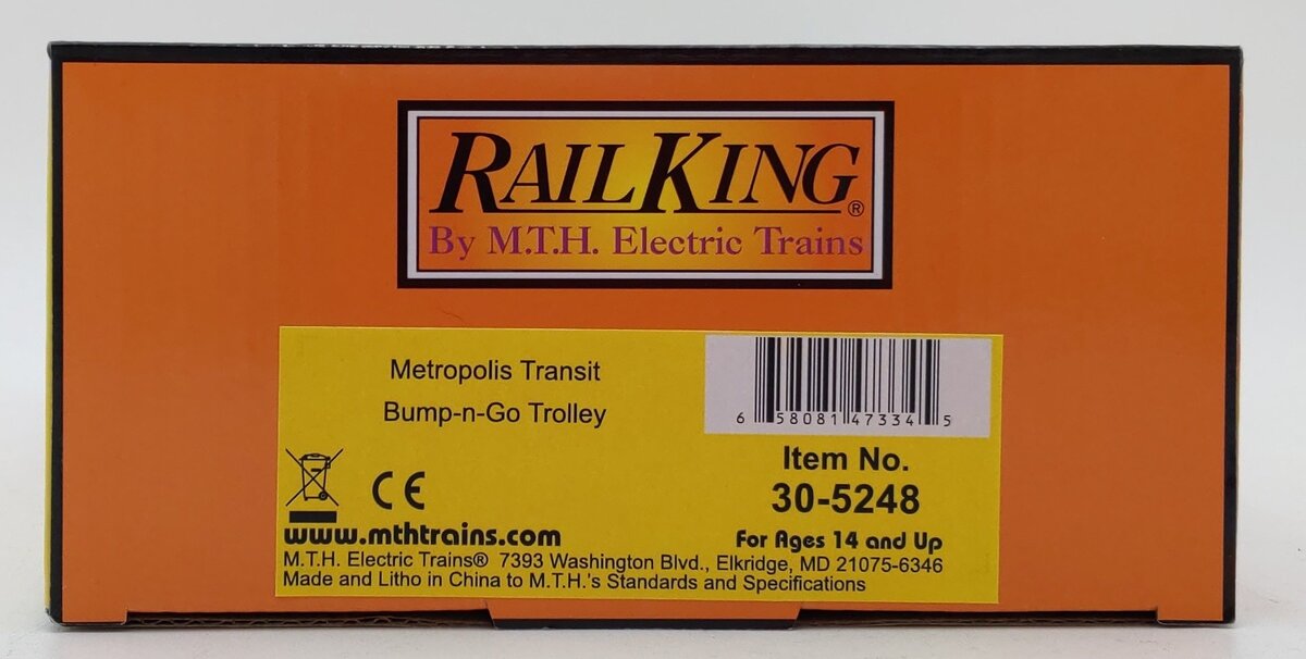 MTH 30-5248 O Metropolis Bump-N-Go Trolley #3332 LN/Box