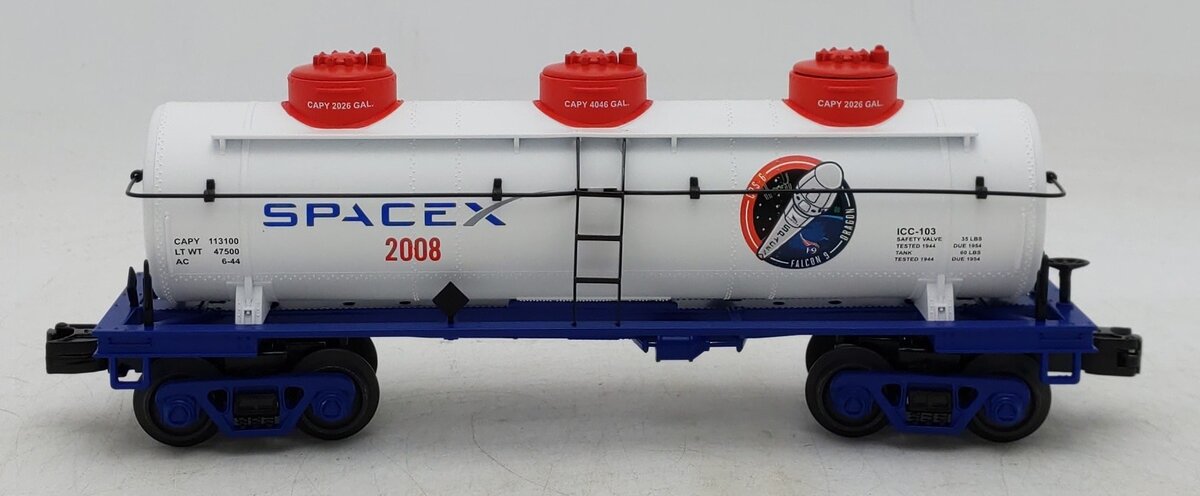MTH 30-73664 O Gauge SpaceX 3-Dome Tank Car #2008 LN/Box