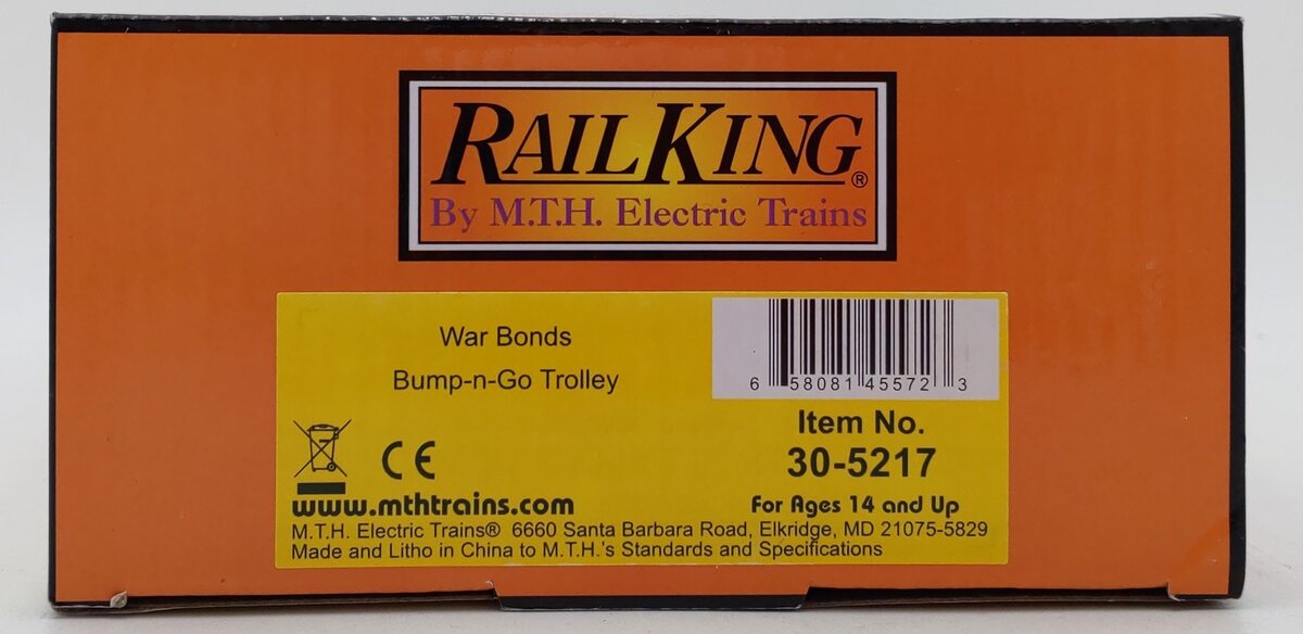 MTH 30-5217 O War Bonds RailKing Bump-N-Go Trolley with LED Lights #99 LN/Box