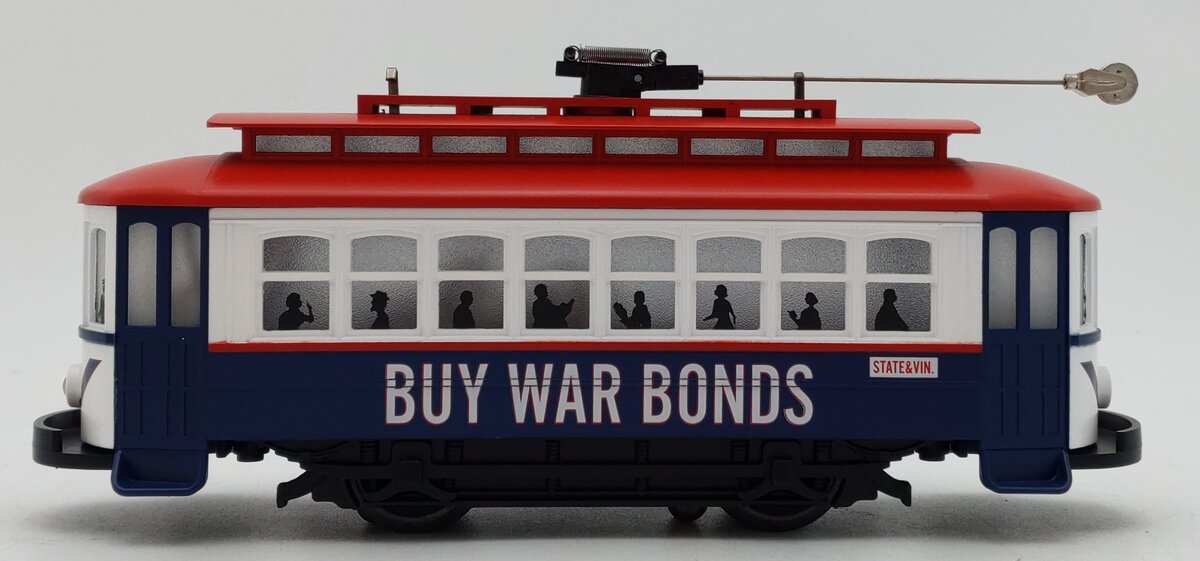 MTH 30-5217 O War Bonds RailKing Bump-N-Go Trolley with LED Lights #99 LN/Box