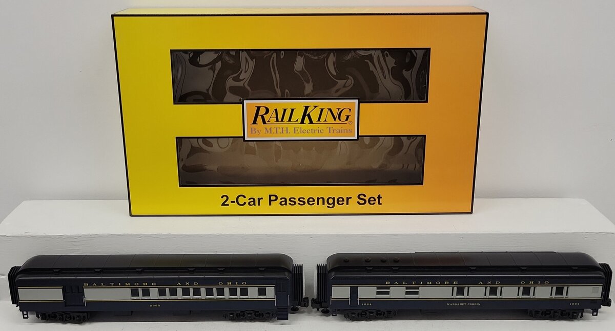 MTH 30-69355 O RailKing Baltimore & Ohio 2-Car 60’ Madison Combine/Diner Set NIB