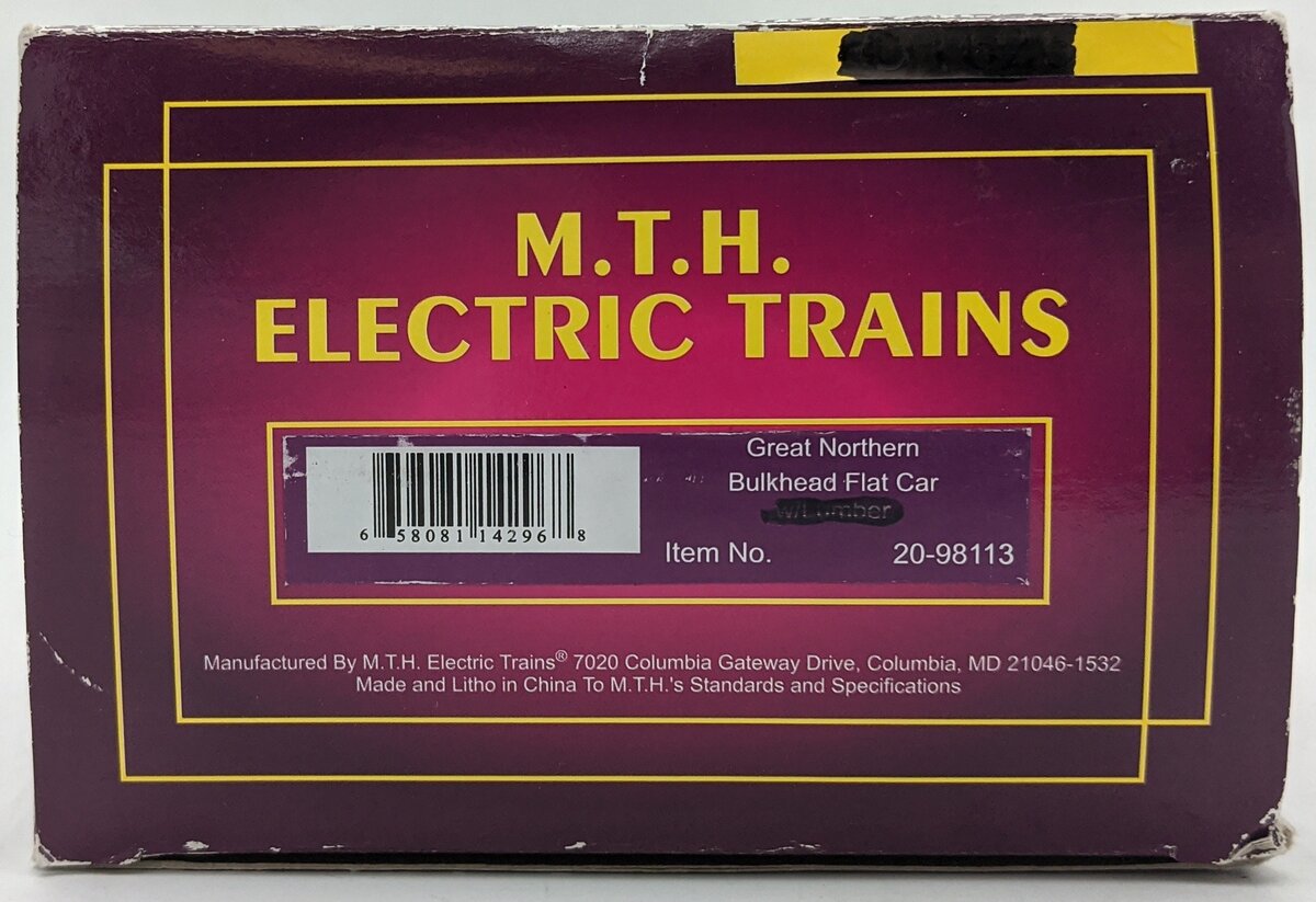 MTH 20-98113 O Gauge Great Northern Flat Car #60402 LN/Box