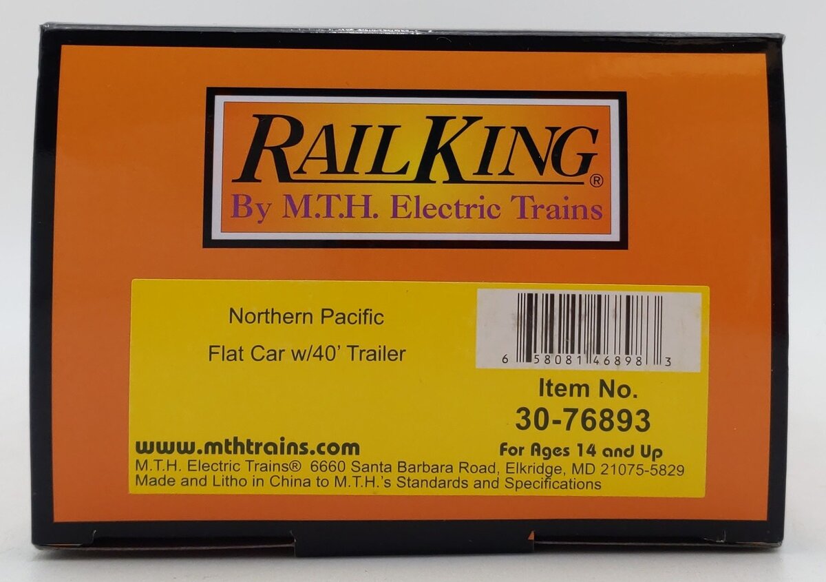 MTH 30-76893 O Gauge Northern Pacific Flat Car w/40' Trailer #62518 LN/Box