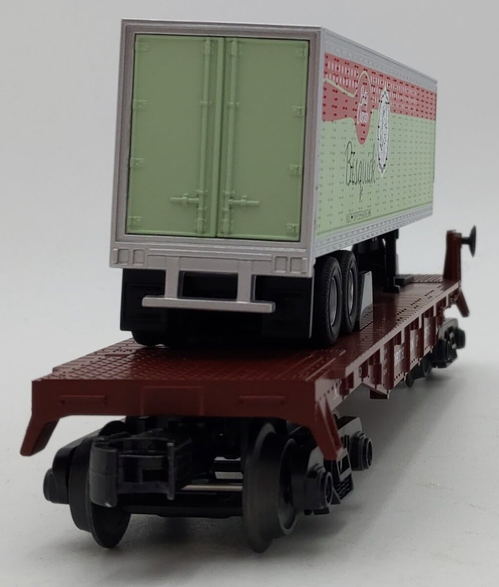 MTH 30-76893 O Gauge Northern Pacific Flat Car w/40' Trailer #62518 LN/Box