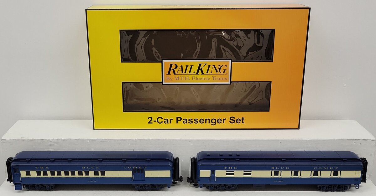 MTH 30-69364 O RailKing Jersey Central 2-Car 60’ Madison Combine/Diner Set NIB
