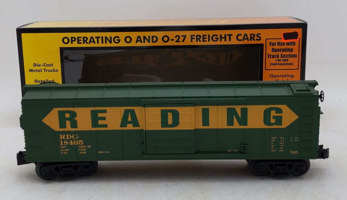 MTH 30-71239 O Gauge Reading Operating Boxcar w/Signal Man #18465 EX/Box
