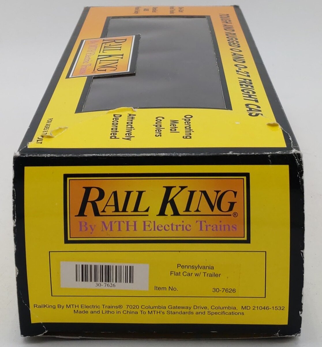 MTH 30-7626 O Gauge Pennsylvania Railroad Flatcar w/ Trailer #474399 LN/Box