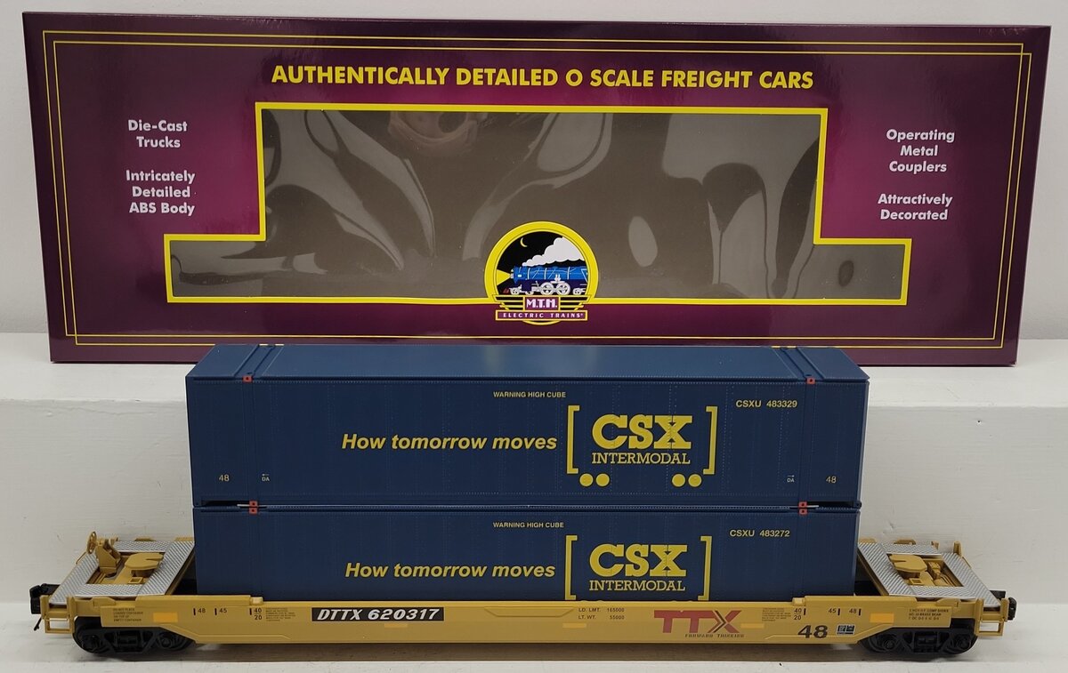 MTH 20-92432C O Gauge CSX Husky Stack Car #620317 LN/Box