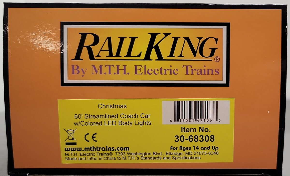 MTH 30-68308 Christmas Express Lines Evergreen Parlor Coach Car w/ LED Lights LN/Box