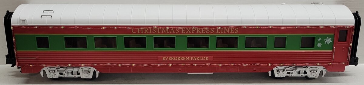 MTH 30-68308 Christmas Express Lines Evergreen Parlor Coach Car w/ LED Lights LN/Box
